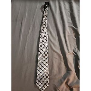 Gianni Versace Tie Silk Blue Silver Gold Classic Medallion Geometric‎ Italy